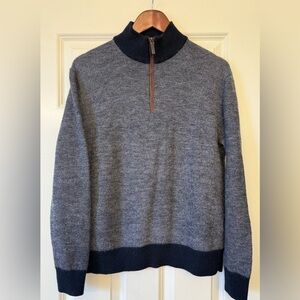 UNTUCKit Merino wool Quarter Zip Mock Neck Navy Blue Sweater men’s  Size Large